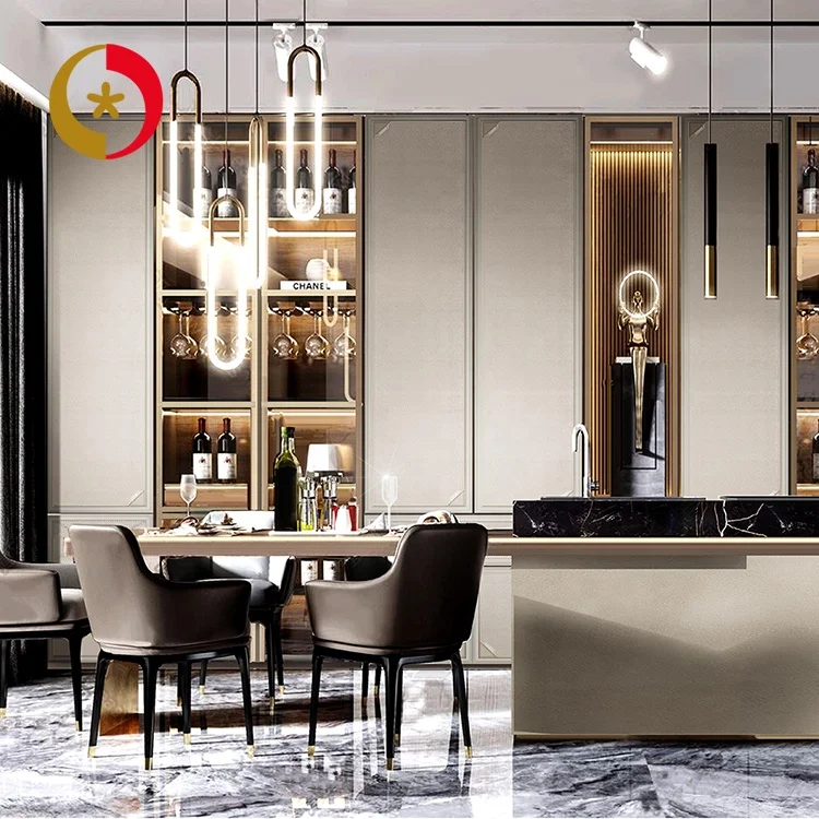 
Modern design household wooden furniture storage wall closet china cabinet dining room set 