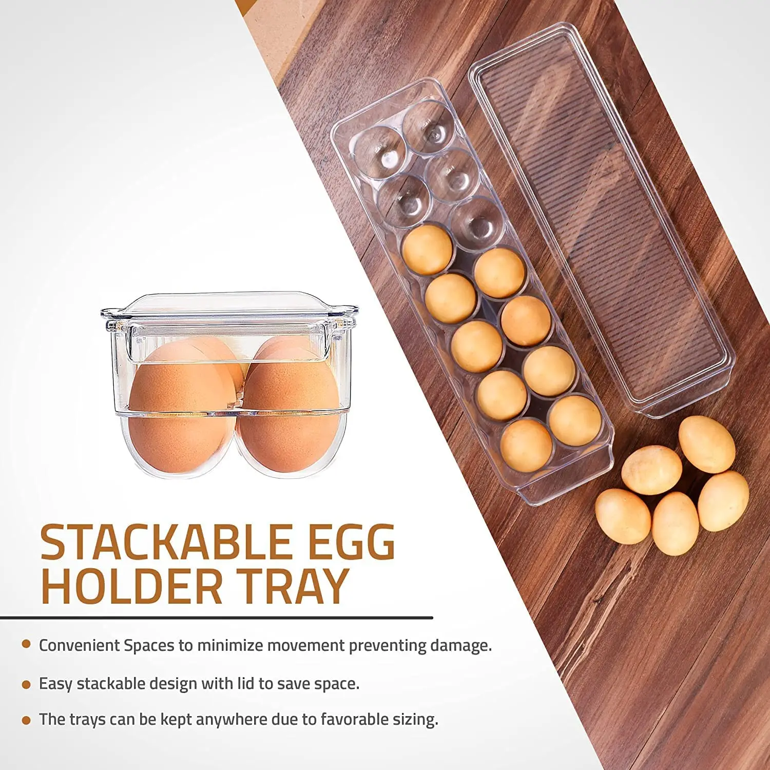 Hot Selling Home Use 14 Cell Tray Container Plastic Egg Cartons Storage Fridge Organizer Box For Chicken Eggs With Lid & Handle