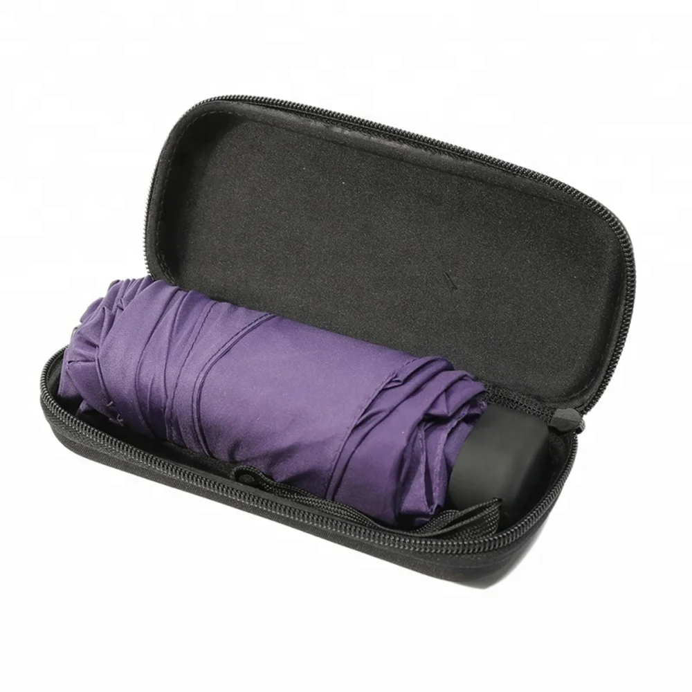 Compact travel folding umbrella with case