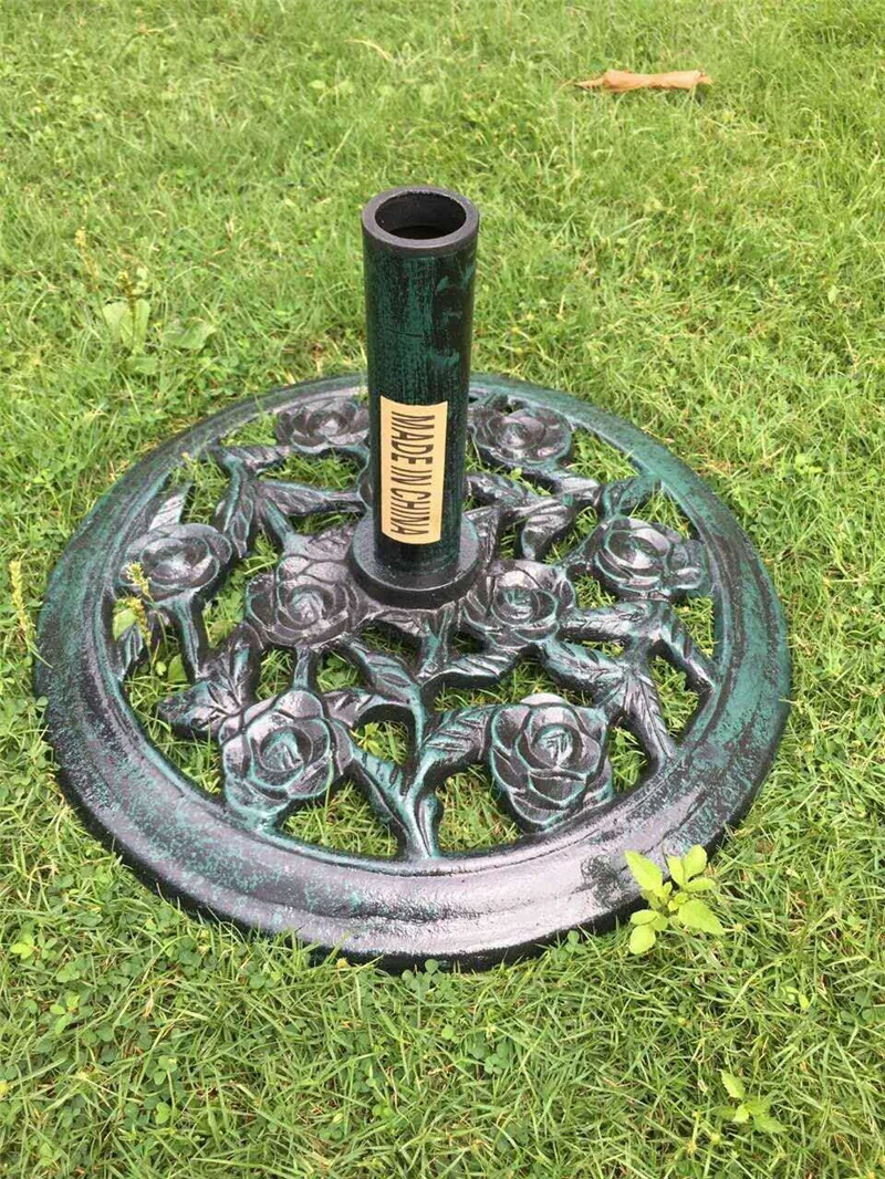 Outdoor Furniture Cast Iron Rose Flower Umbrella Base 8kg 10kg 12kg Garden