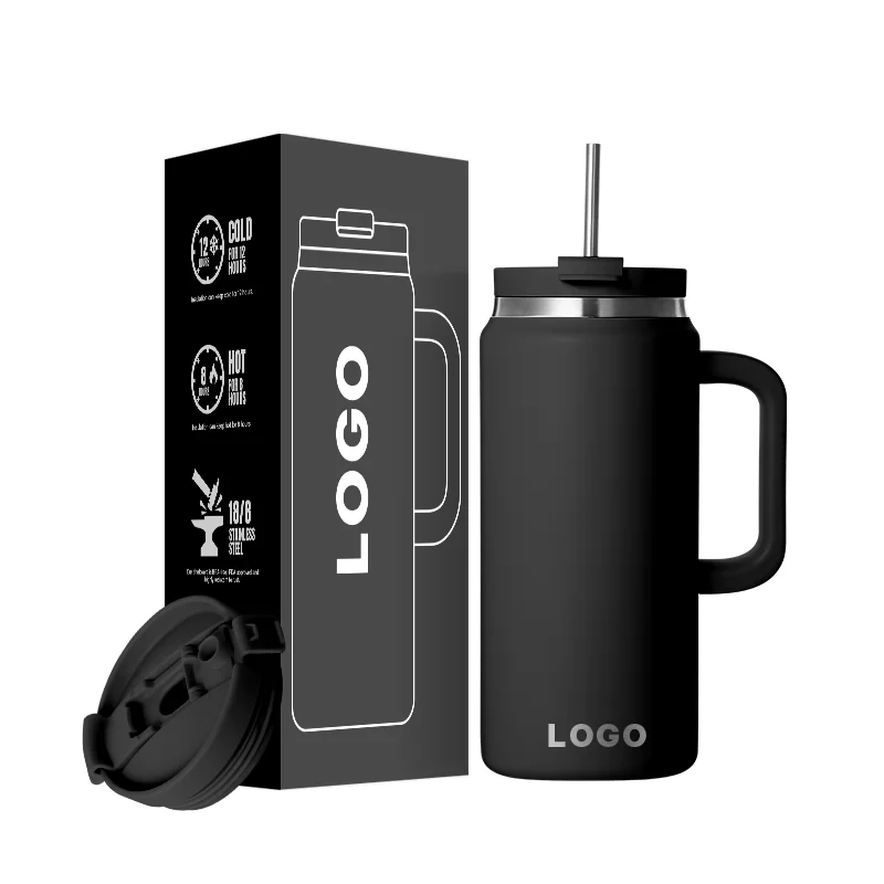 64oz Outdoor Sport Stainless Steel Drink Beverage Tumbler Double Wall Vacuum Insulated Powder Finish  Tumbler 100% Leak Proof