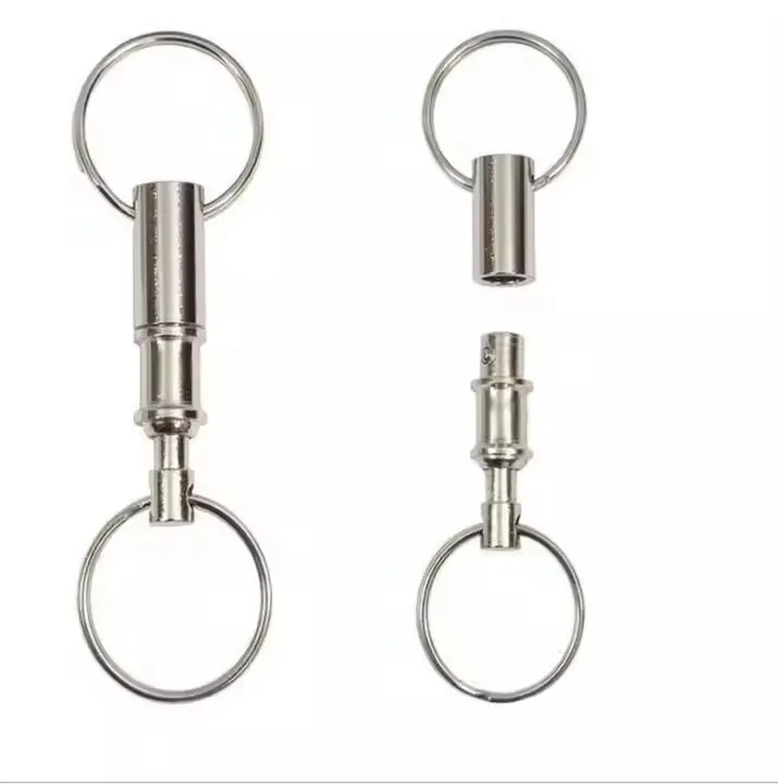 Fashion Pull Apart Keychain Diy Keychain in bulk Double novelty Metal Key chain Rings Detachable Quick Release Keyring accessory