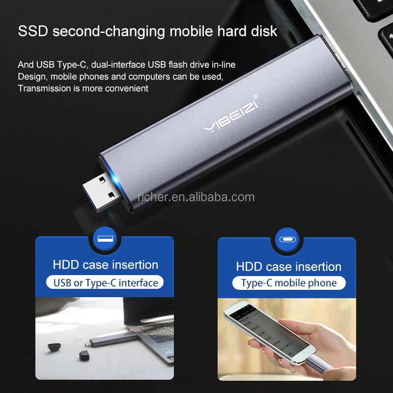 Type C+USB 2 in 1Nvme M.2 SSD Enclosure External Hard Disk Drive 2.5 Inch m.2 hdd case sata laptop ssd mobile   disk box cases