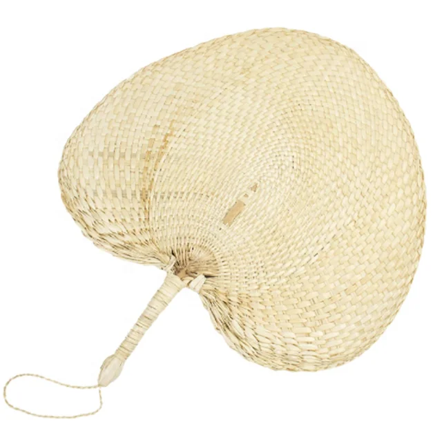 Natural Raffia Fans Handmade Palm Leaf Handheld Bamboo Fan Chinese Style Hand Weaving Fan for Summer Cooling Supplies Home Wall