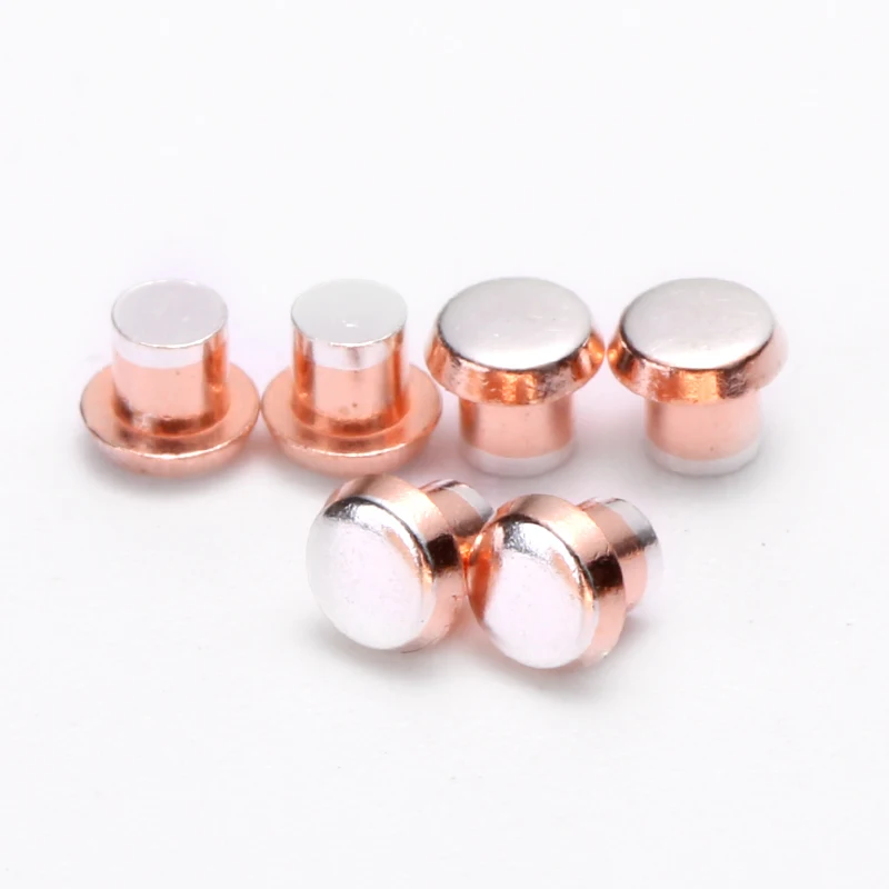 High Quality Stamping Part Silver Alloy Electrical Contacts Trimetal Switch Parts Silver Contact Rivets For Contactor