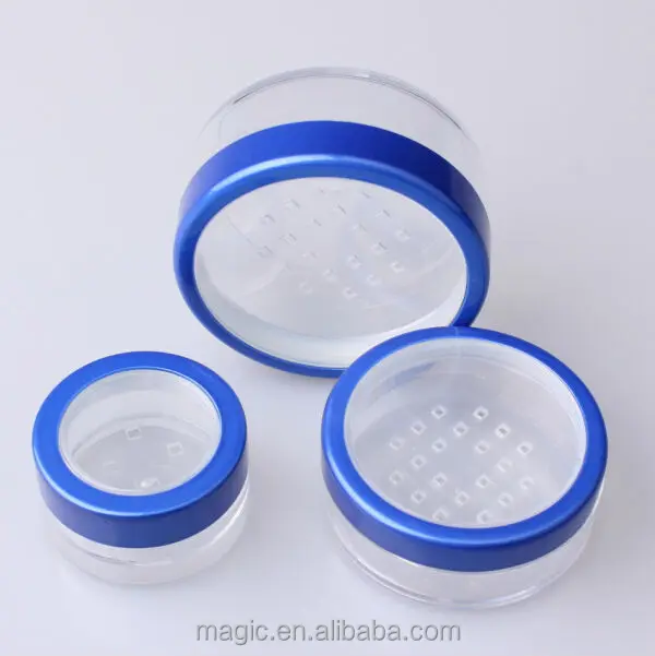 cosmetic loose powder jar 20g loose powder packaging sifter jars black silver lid