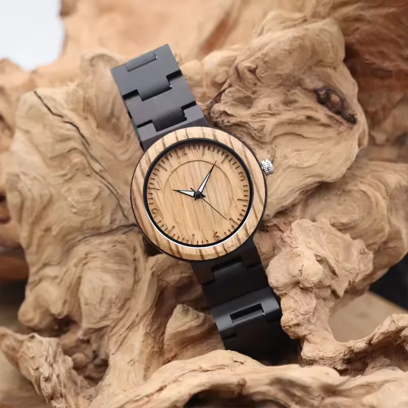 Luxury engraving hour markers watches with wood custom your logo engraved watches private logo watch