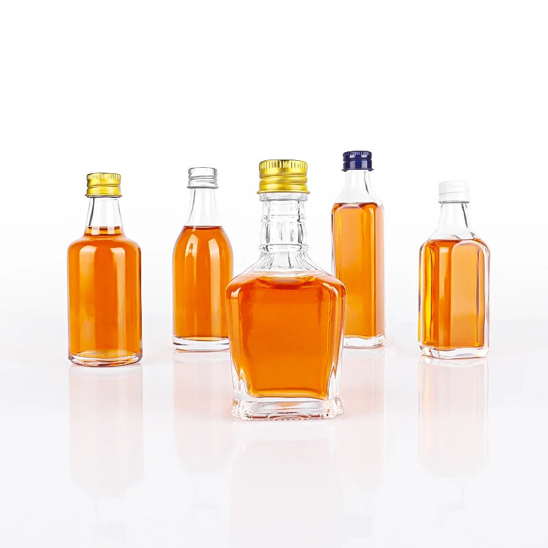 50ml 2oz Mini Shot Ginger Spirit Tequila Liquor Wine Glass Bottle With Metal Aluminum Lid
