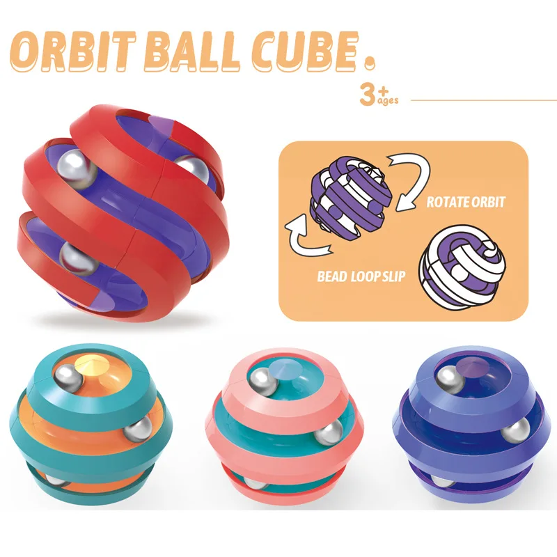 Magic Cube Orbit Ball Fidget Spinning Bead Orbit Ball Cube Toy Stress Release Metal Bead Fidget Finger Spinner Toys