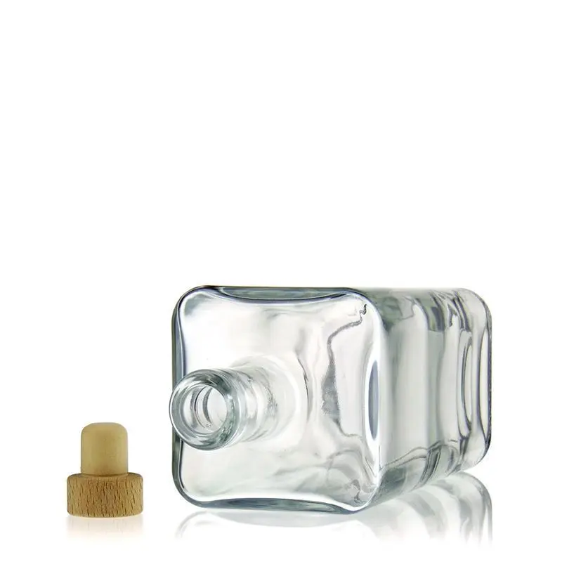 250ml 500ml high end square brandy wine glass bottle crystal white heavy spirit liquor alcohol bottle vodka whisky rum with cork