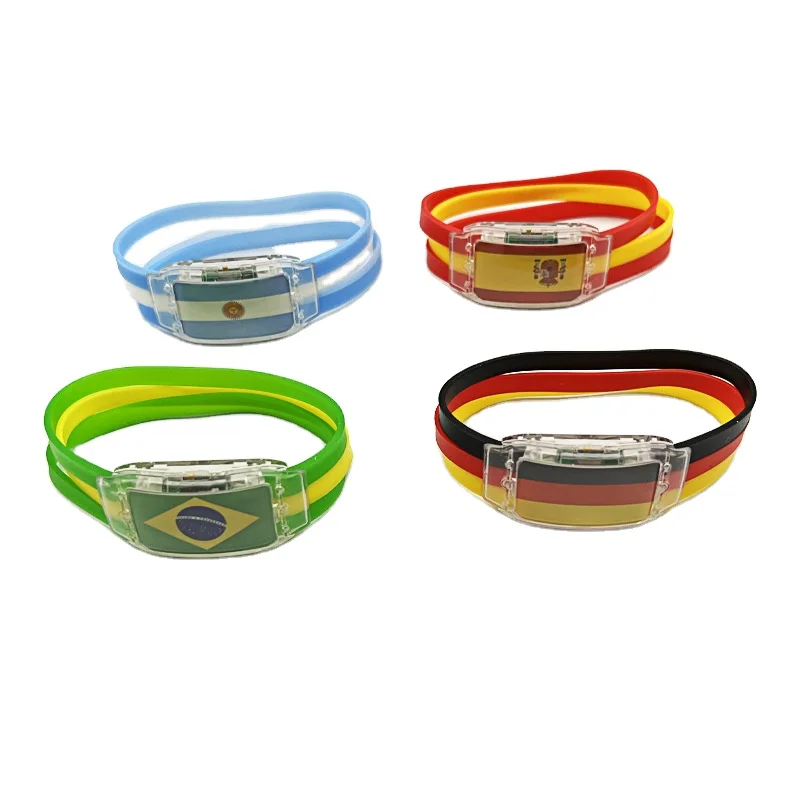 New arrival Qatar World Cup Flag bracelet LED light-emitting silicone wristband flag bracelet for Germany World Cup