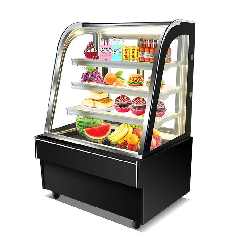 
AIhaosi New Cake Chocolate Showcase Supermarket Cake Shop Refrigeration Heating Glass Display Cabinet Commercial Keep Fresh 