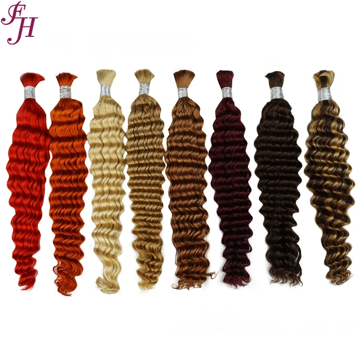FH orange colombian raw bulk hair human hair 100% cuticle aligned remy bulk hair no weft for braiding