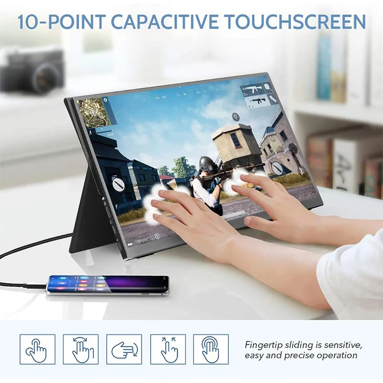 15.6 inch FHD 1080P touchscreen display portable gaming monitor factory laptop screen extender with FCC CE ROHS