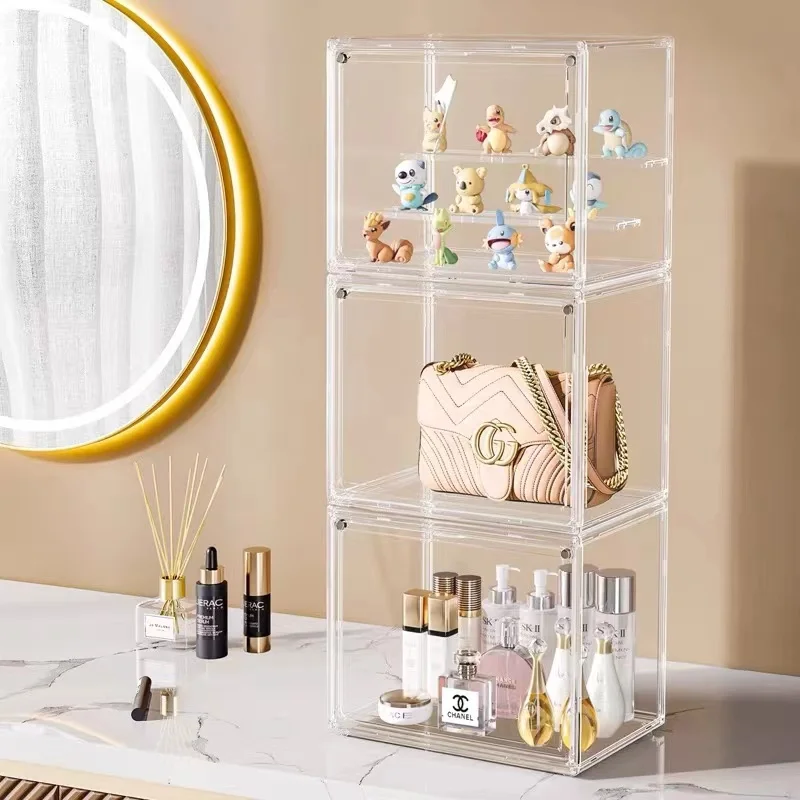 Dustproof protection Display Box for Figures Collectibles Plastic Storage Containers With Magnetic Door