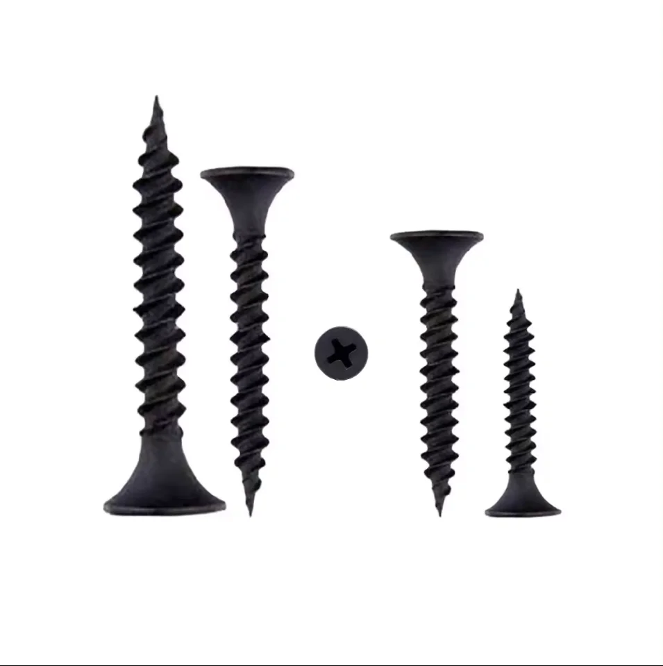 China Factory Direct Sale 20MM 30MM 40MM 50MM 60MM 70MM 80MM 90MM 100MM Hardware Fasteners Black Drywall Screw for Gypsum Board