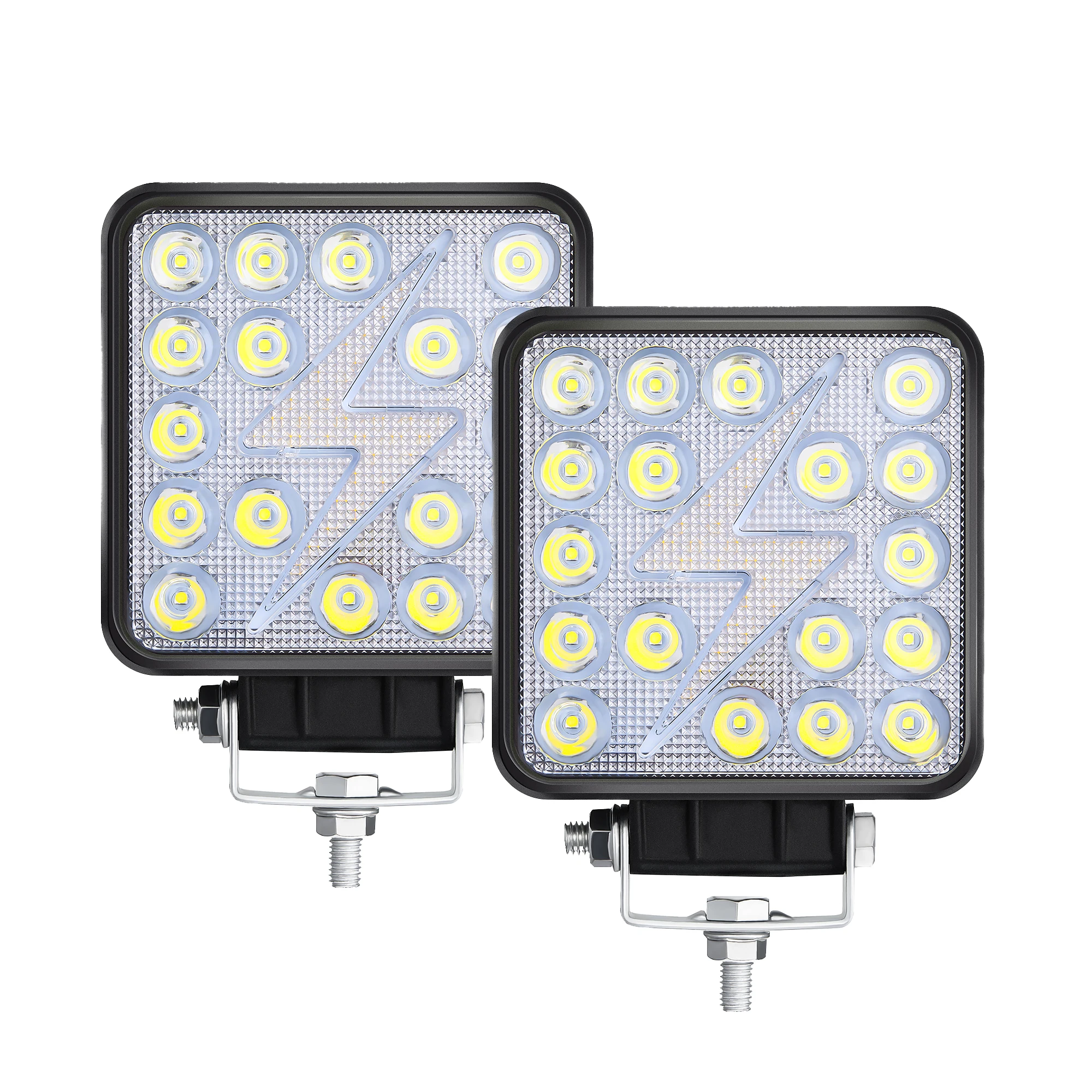 Trucks LED Pods 2Packs 4 inch 144W Combo Offroad LED Working Light Bar Strobe 5 Modes Amber + White Flood Fog Lights