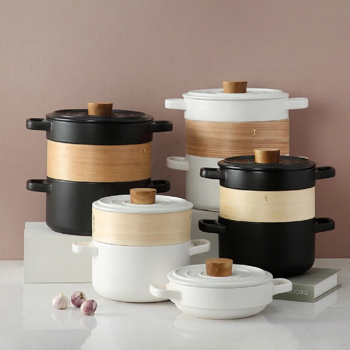 Ceramic Steamer Casserole Open Flame High Temperature Resistant Household Ceramic Pot for Porridge and Stew Ceramic Casserole