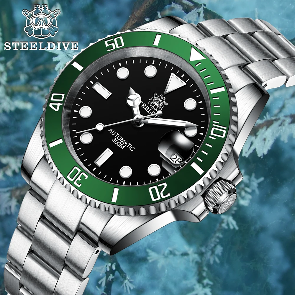 STEELDIVE SD1953 Stainless Steel Two-Tone Dial NH35 Watch 300M Waterproof Sapphire Glass Men Dive Watches reloj hombre