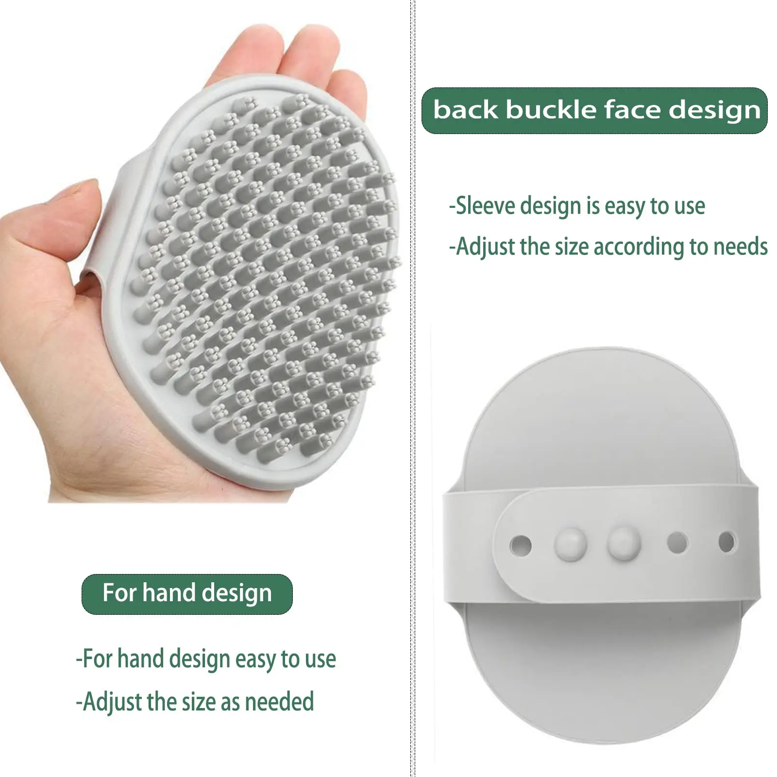 Wholesale Adjustable Buckle Silicon Pet Fur Remover Brush Grooming Clean Pet Shower Wash Brush