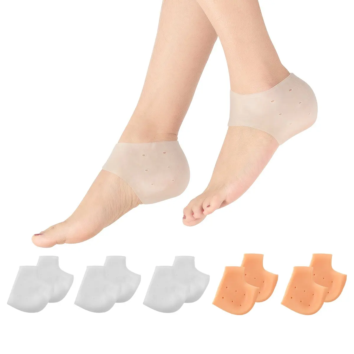 TBSSilicone Gel Shield Moisturizing Blister Foot Cracked Plantar Fasciitis Bone Spur Relief Pad Support Silicone Socks
