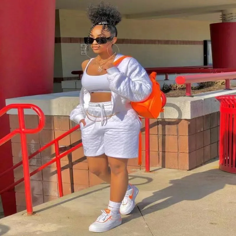 Tank and Shorts Set Women Long Sleeve Jacket Dressy Fashion Casual Workout Tracksuit Autumn Y2k