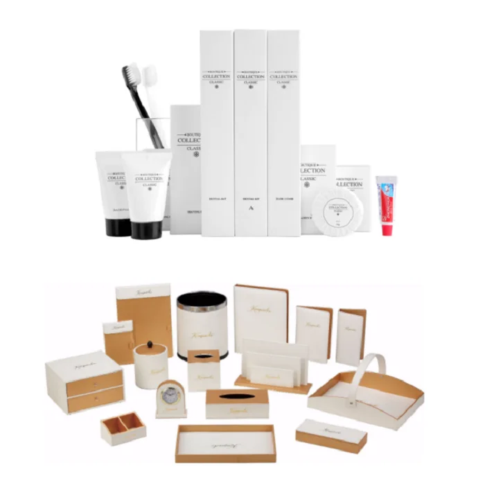 Supply 4-5 star full set supplies and equipments eco friendly hotel aminities set