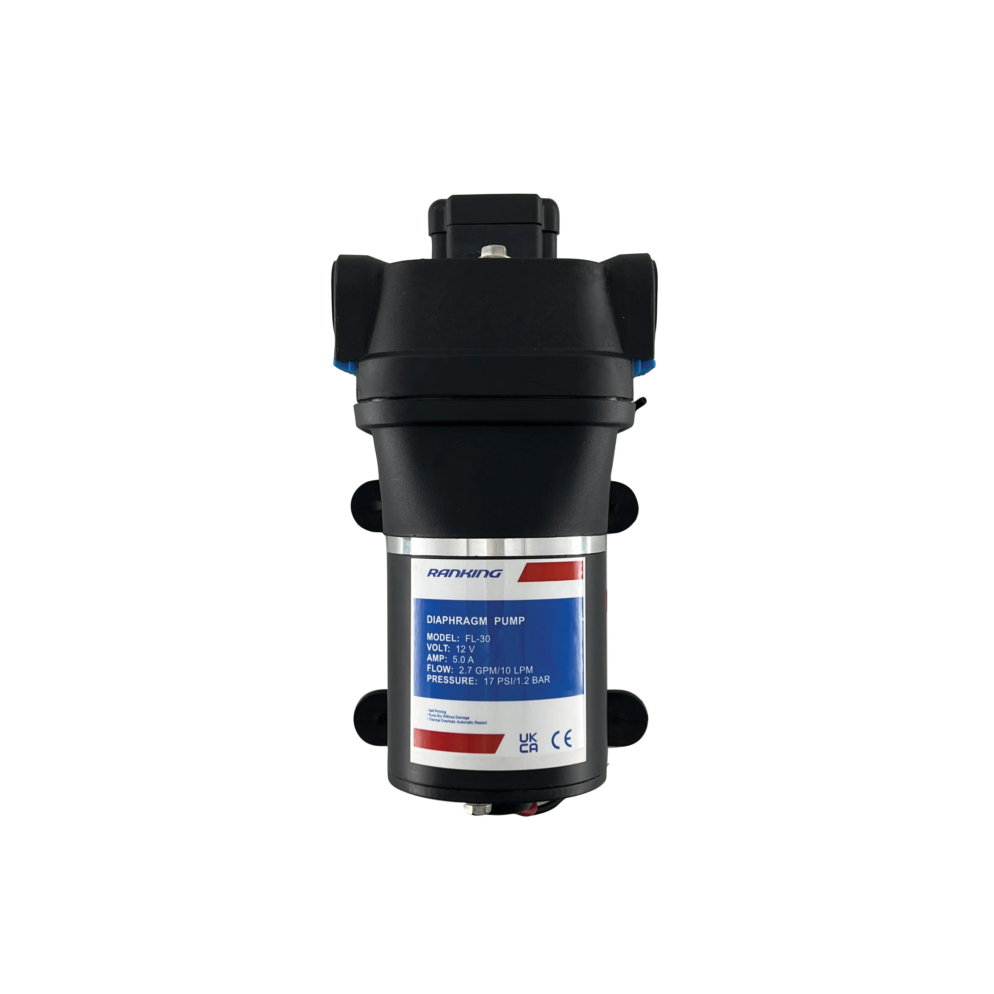 Ranking FL-30 RV Marine 12V 5A 60W Self Priming 10Lpm/2.7Gpm Micro Electric Diaphragm Low Pressure 17PSI Water Pump Price