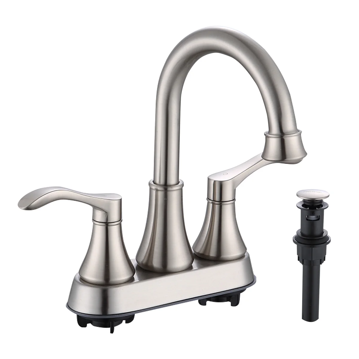 4-Inch Centerset Lavatory Basin Faucet Classic Contemporary Design 3 Holes Polished Surface Double Handle Mixer Tap NBYT-5111