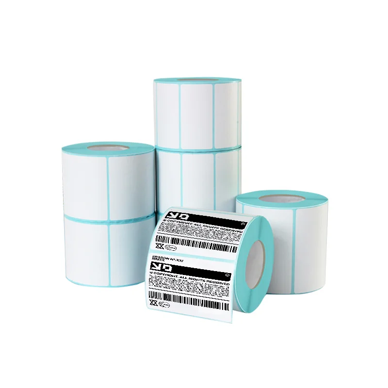 2x1 4x6 4x15 100x100mm mini finished roll freezing permanent hotmelt adhesive 75u synthetic paper, PP film thermal label