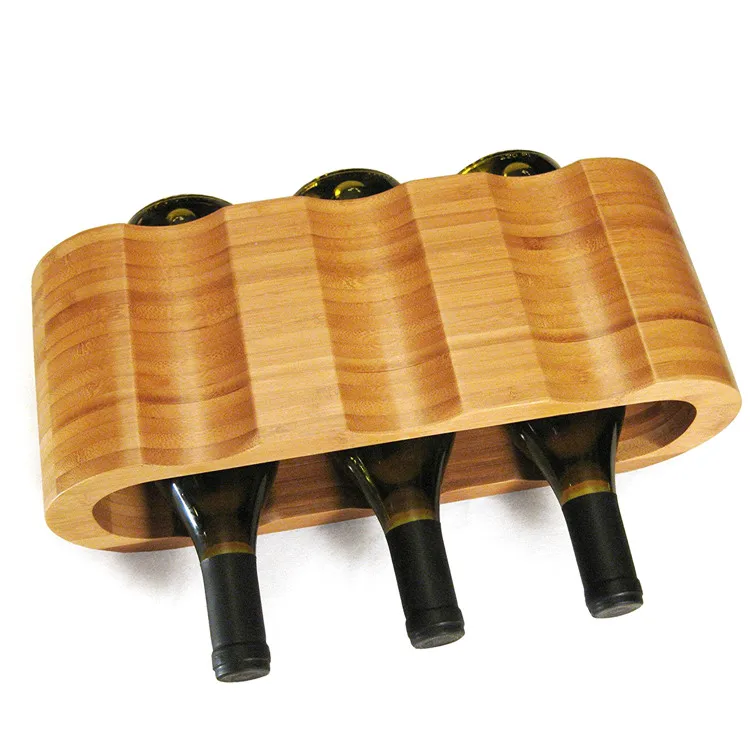 Wholesale Handmade Bamboo Kitchen Wine Holder Countertop Customized Wood Tabletop Wine Bottle Holder Rack for Home,Party,Wedding