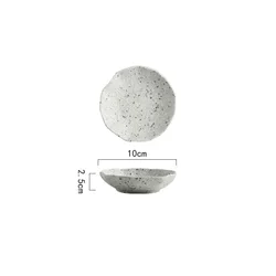 Household Kitchenware Ceramic Granite Grain Plate and Bowl Set Flounce Tableware