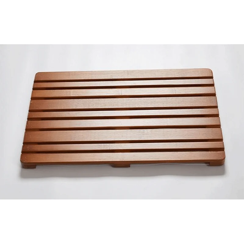 Home brown bathroom bamboo wood bath mat indoor non slip waterproof carpet bath shower and tub mat