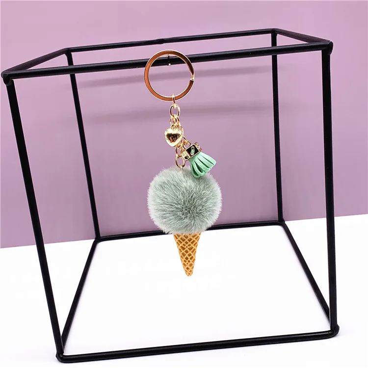 Popular Ice Cream Plush Keychain Cartoon Cute Bag Pendant Car Cone Key Chain Creative Gift