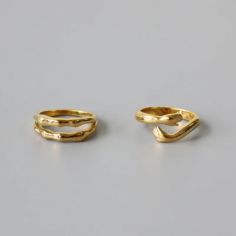 Moge модное 18K позолоченное ювелирное изделие из нержавеющей стали креативное бамбуковое открытое обнимающее меня кольцо для рук обнимающее кольцо для женщин