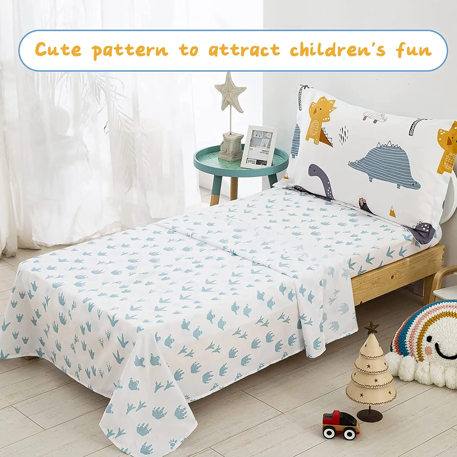 Dinosaur Toddler Bedding Set Super Soft Microfiber Quilt 4-Piece Set for Boys