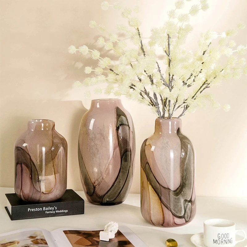 Retro Chinese Ornamental Handmade Single Flower Vase The Flat Glass Bud Vase Vase For Flower Arrangement