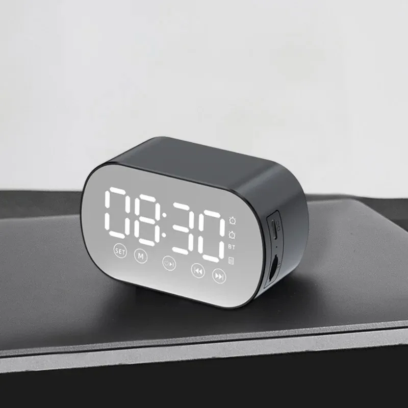 Music Alarm Clock Temperature Humidity Table Clock Dual Alarm Wall Rechargeable Digital LED Clock