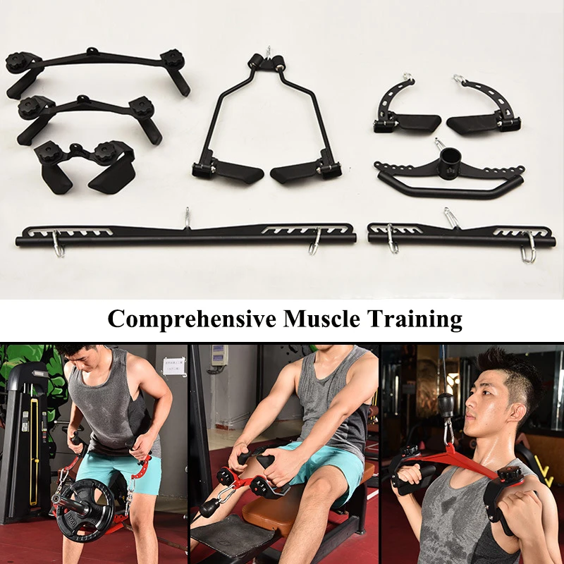 Factory Wholesale 8 Sets Adjustable Mag Grips Lat Pull Down Back Prime Handle Cable Machine Attachment Weight Lift Gym