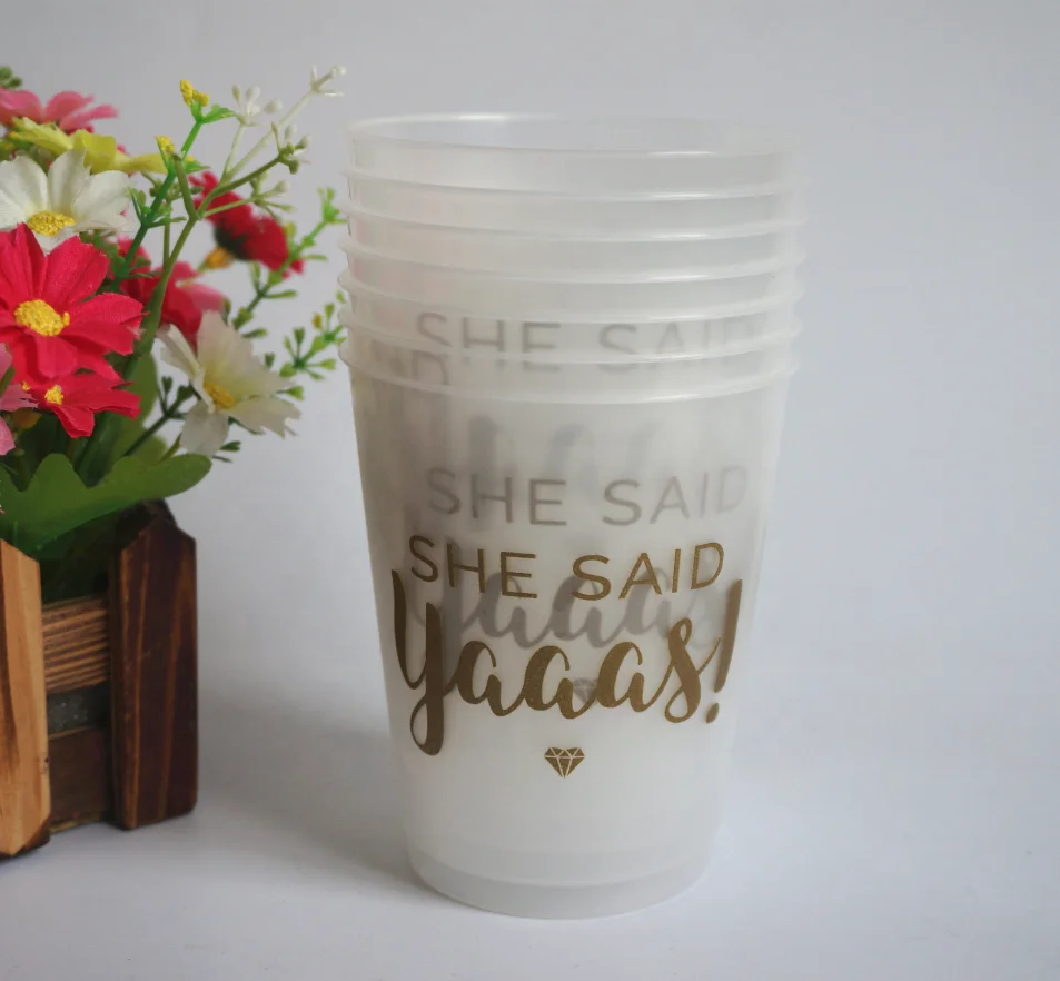 personalized plastic flex 16oz wedding cups frosted cups