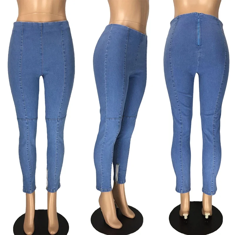 
Strong Support Broken-Hole Full Length Embroidered Ripped Knee Ladies Jean Trousers Female 