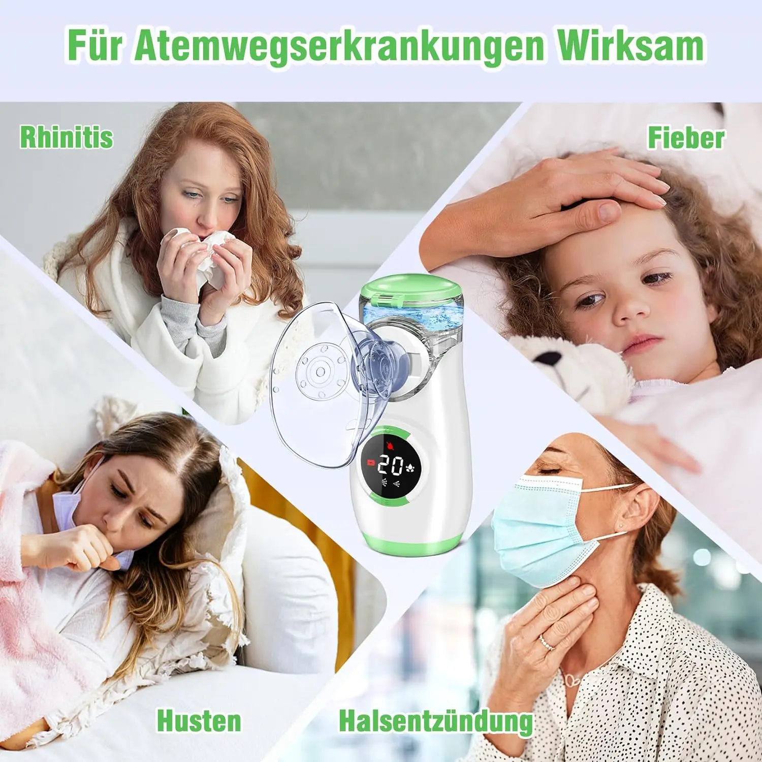 Russia DE Children Home Manufacturer Medical Ultrasonic Battery Operated Mesh Nebulizer with digital