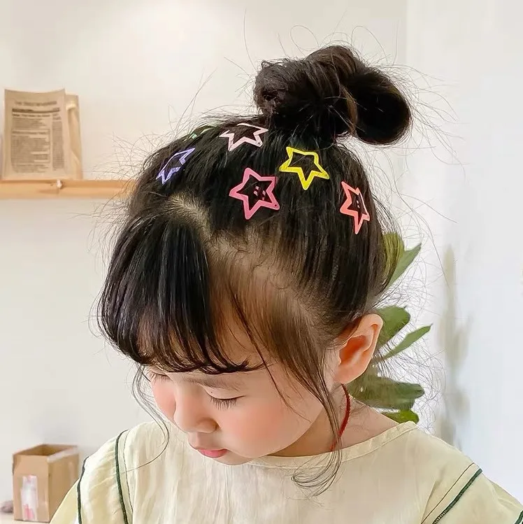 Colorful solid Stars Shaped Small Exquisite Metal Hair Clips for Baby