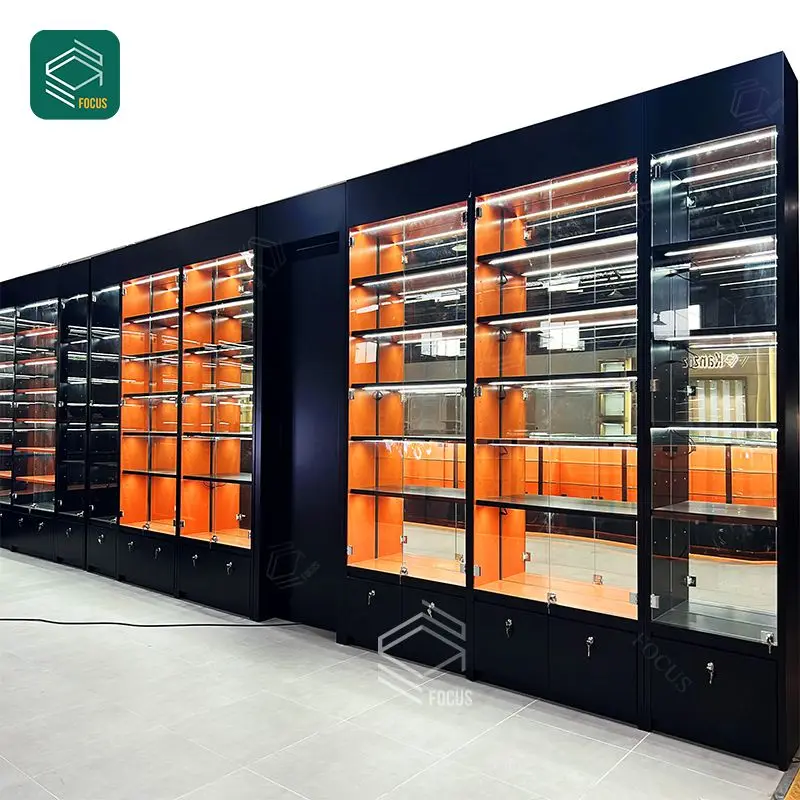 Smoke Shop Counter Display Stand Display Glass Counter White Tobacco Display Case Wood Smoke Shop Cabinet