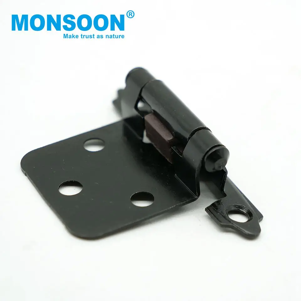 Furniture fitting short arm Chrome gate hinge overlay wrap hidden american type self closing cabinet door hinge for cabinet door
