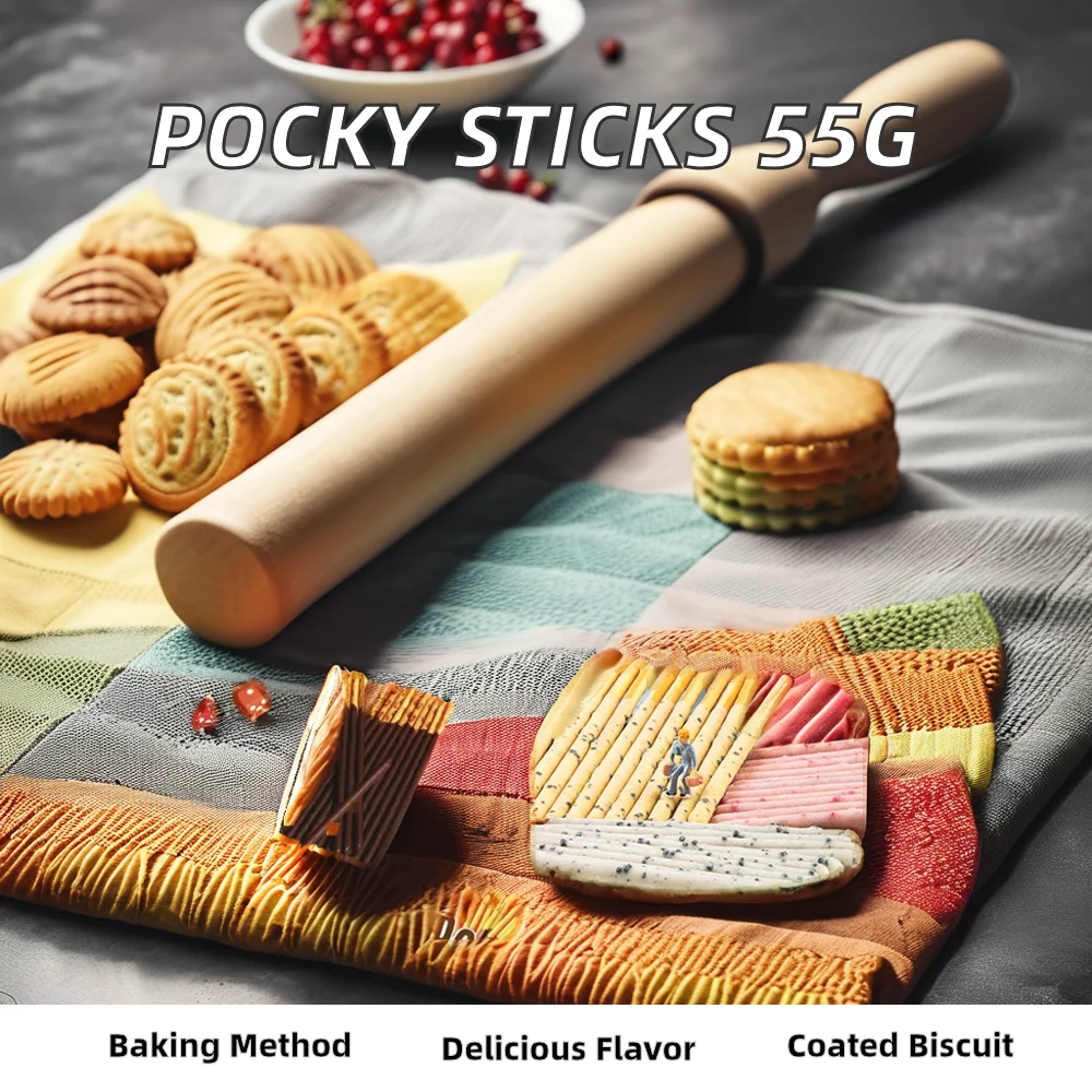 Wholesale Pocky Sticks 55g Biscuits Crispy Chocolate-Coated Cookies Cream Cheese Flavor Fruit Pattern Bar Design Box Packaging