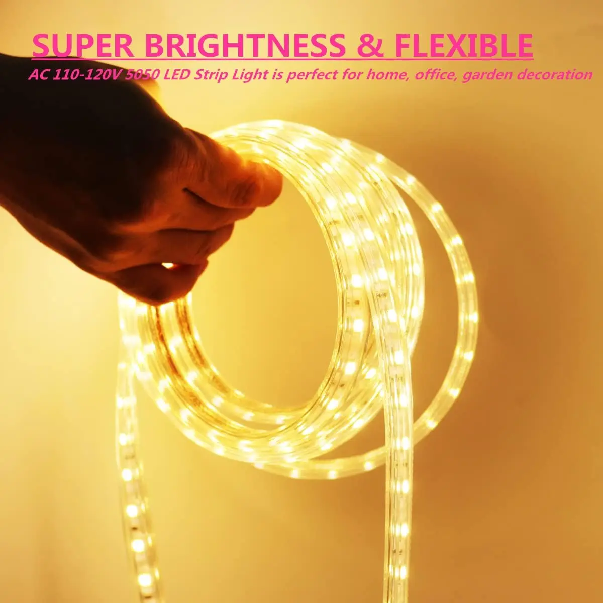 110V 220V 5050 RGB LED Strip Lights Multi-Colors Dimmable Multi-Modes Waterproof Flexible LED Rope Light for Home Decoration