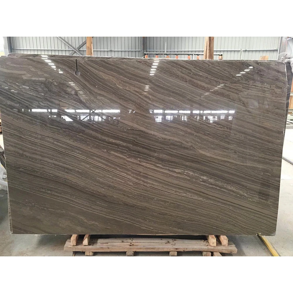 Bookmatched Kylin Wooden Antique brown wood grain marble stone slab & tile