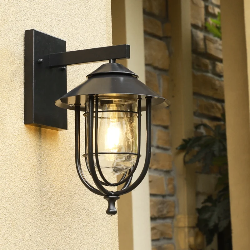 American style sconce lighting led lamp outdoor wall light vintage wall lamp outdoor glass iron waterproof wall lamp