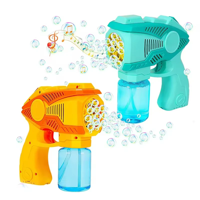 5 Holes Leak Proof Liquid Water Bubble Blower Machine New Design Automatic Bubble Gun Toys Summer Outdoor Soap Toy With Music
